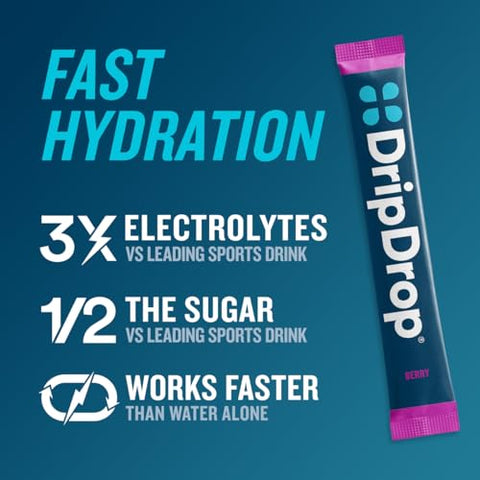 Dripdrop Hydration Electrolyte Powder Packets Berry & Orange Bundle 64 Count