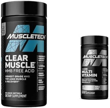 Muscletech Clear Muscle Post Workout Recovery Muscle Builder For Men & Women & Platinum Multivitamin For Immune Support 18 Vitamins