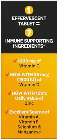 Airborne 1000Mg Vitamin C + Zinc Sugar Multivitamin Immune Support Effervescent Fizzy Drink Tablets Zesty Orange Flavor With Powerful Antioxidants Vitamins A C & E 30 Tablets (4 Pack)