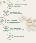 Micro Ingredients Pure Magnesium Glycinate 1000Mg 300 Capsules 100 Chelated For Max Absorption Enhanced With Vitamin C Only Uses Active Ingredients