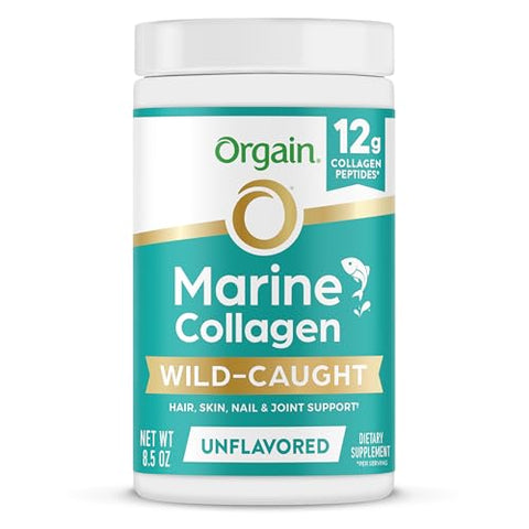Orgain Wild-Caught Marine Collagen Peptides Powder For Women & Men Hair Skin Nail & Joint Support Supplement 12G Collagen Per Serving Pescatarian & Paleo Non-Gmo Unflavored Type I & Iii 8.5Oz
