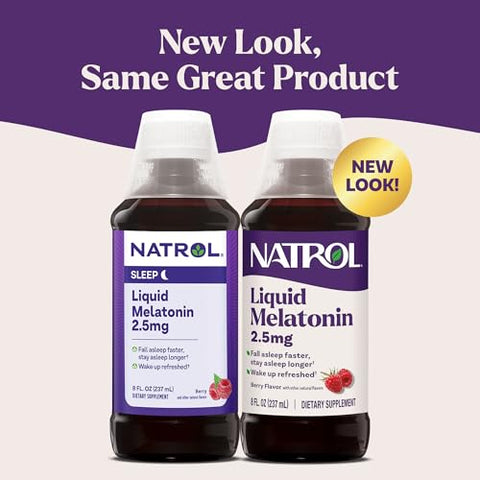 Natrol Liquid Melatonin 2.5 Mg Adult Melatonin Supplement To Fall Asleep Faster And Stay Asleep Longer Wake Up Refreshed 8 Fl Oz Berry-Flavored Liquid Up To A 23 Day Supply