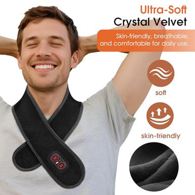 Rohvemj Cordless Neck Massager With Heat Red Light Therapy For Neck Neck Heating Pad For Pain Heated Neck Wrap 660Nm 850Nm Fsa Eligible Hsa Heated Neck Massager 3000Mah Battery Black
