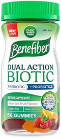 Benefiber Prebiotic Fiber Supplement Gummies With Probiotics For Digestive Health, Assorted Fruit Flavors - 50 Count