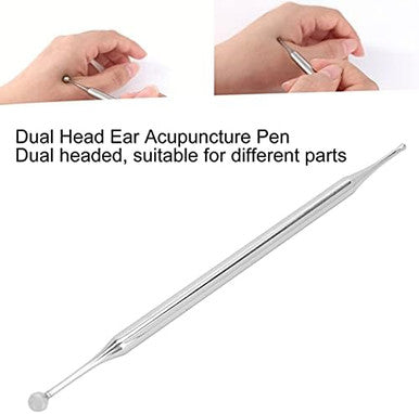 Yosoo Health Gear Tip Acupuncture Dual Head Ear Acupuncture Stainless Steel Manual Body Point Probe Pen Deep Tissue Massage Portable Self Massage Acupressure Bar Relief Pain Treatment Tool