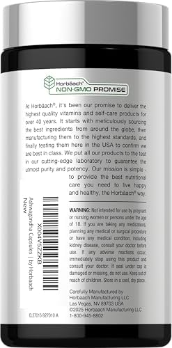 Horbaach Ashwagandha and Magnesium Glycinate 120 Vegan Capsules Support Supplement for Stress NonGMO Gluten Free