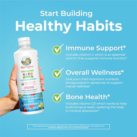 Maryruth'S Maryruth Organics Kids Multivitamin Liposomal (Strawberry Cherry & Vanilla) & Vitamin D3 Liposomal (Mixed Berry) Clean Label Project Verified Vitamins For Immunity & Overall Wellness Vegan Non-Gmo