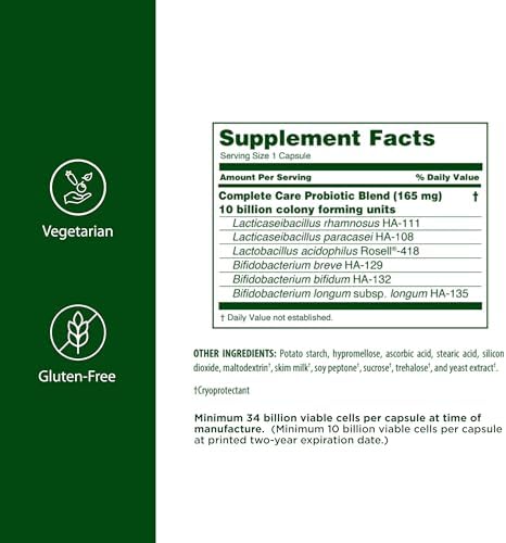 Flora Complete Care Probiotic 34 Billion Cells Supports Immune & Digestive Health Contains Lactobacillus Acidophilus & More Gluten & Nongmo 30 Vegetarian Capsules