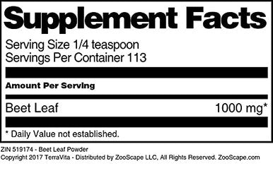 Terravita Beet Leaf Powder 4 Oz Zin: 519174