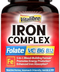 Iron Complex Supplement 60 Capsules and 6 in 1 Magnesium Complex Supplement 120 Capsules NonGMO Gluten