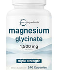 Micro Ingredients Triple Strength Magnesium Glycinate 1500Mg Per Serving 240 Capsules 500Mg Per Capsule Easily Absorbed Chelated Magnesium Elemental Form Healthy Muscle Bones & Mood Support Non-Gmo