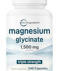 Micro Ingredients Triple Strength Magnesium Glycinate 1500Mg Per Serving 240 Capsules 500Mg Per Capsule Easily Absorbed Chelated Magnesium Elemental Form Healthy Muscle Bones & Mood Support Non-Gmo