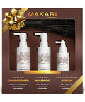 Makari Hair Care Set With Shampoo, Conditioner, Serum & Brush Biotin, Black Castor Oil, Jojoba & Honey Hydrates, Strengthens, Reduces Frizz & Adds Shine No Sulfate, Parabens Or Silicone