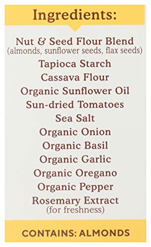 Simple Mills Almond Flour Crackers, Sundried Tomato & Basil, Gluten Free, Flax Seed, Sunflower Seeds, Corn Free, Good for Snacks, Made with whole foods, (Packaging May Vary), 4.25 Ounce