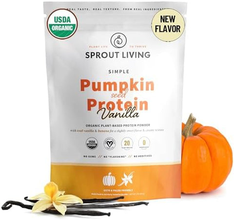 Sprout Living Organic Pumpkin Seed Protein Powder Unflavored 20 Grams Of Plant Based Protein Powder Without Artificial Sweeteners Non Dairy Nongmo Vegan Gluten (1 Pound 15 Servings)
