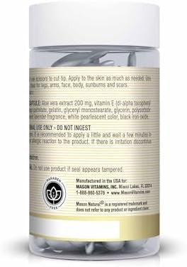 Mason Natural Aloe Vera & Vitamin E Body Cream Premium Skin Conditioning Formula Beauty Boosting Skin Care 60 Snipoff Caps