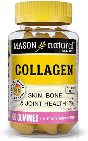 Mason Natural Collagen Gummies Supports Healthy Skin Bones & Joints Tropical Flavor Kosher 60 Gummies