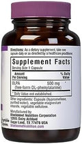 Bluebonnet Nutrition Dlpa (Dlphenylalanine) 500 Mg Form Amino Acid For Nervous System Support Soy & Gluten Nongmo Kosher Vegan 30 Servings White 30 Count