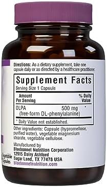 Bluebonnet Nutrition Dlpa (Dlphenylalanine) 500 Mg Form Amino Acid For Nervous System Support Soy & Gluten Nongmo Kosher Vegan 30 Servings White 30 Count