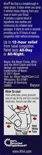 Afrin No Drip Extra Moisturizing 12 Hour Nasal Congestion Relief Pump Mist, Sinus Spray Decongestant - 15 mL