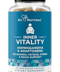 Eu Natural Vitality Cortisol Supplement Fight Fatigue, Feel Calm & Balanced Healthy Cortisol, Focused Energy, Adrenal Support Ashwagandha Supplement With Rhodiola, L-Tyrosine, Holy Basil 60 Veg Capsules