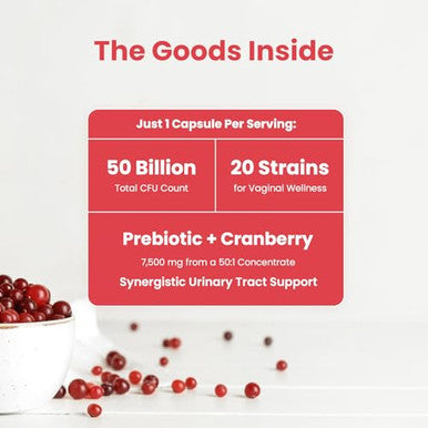 Mother'S Promise Vaginal Probiotics For Women Ph Balance | 50 Billion Cfu Womens Probiotic + Cranberry Pills For Vaginal Health Healthy Odor Yeast Urinary Tract | Vegan Women'S Probiotics And Prebiotics Supplement