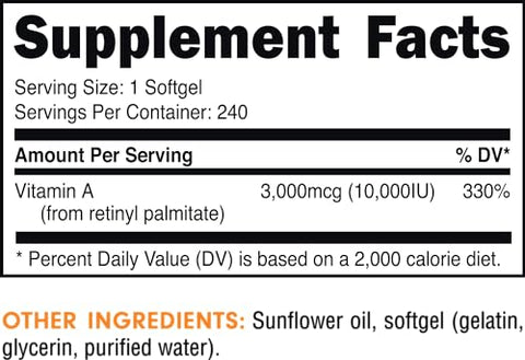 Bucked Up Vitamin A 10000IU Per Serving Essentials 240 Servings 240 Softgels