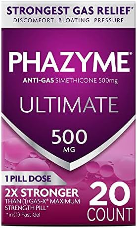 Phazyme Ultimate Gas Bloating Relief Works In Minutes 500 Mg Simethicone Fast Gels 20 Count & Beano Ultra 800 Gas Prevention And Digestive Enzyme Supplement 100 Count