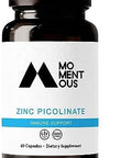 Momentous Zinc Picolinate 15Mg - Immunity & Hormone Support - Bioavailable Zinc Supplement - Promotes Joint Health & Lean Muscle Mass - Nsf Certified, Gmo-Free, Gluten Free, 60 Servings