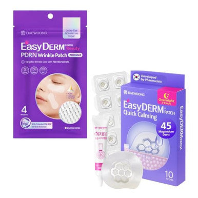 Dweasyderm Easyderm Quick Calming Magnesium Patches With Tweezers & Ampoule(10Ea)+Pdrn Patch Under Eye And Smile Line Care(4Ea)