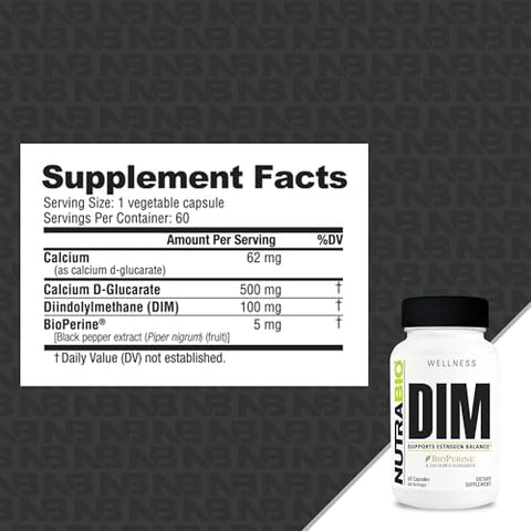 Nutrabio Dim Supplement Supports Estrogen Balance 100Mg 60 Vegetable Capsules