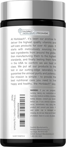 Horbaach Magnesium Complex 1490 mg 240 Capsules 10 Forms of Elemental Magnesium Vegan NonGMO Gluten Free
