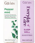 Gya Labs Peppermint & Sleep Roll On Set - Aromatherapy Grade Essential Oils Set - 2X0.34 Fl Oz - Gya Labs