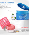 Maree Bundle Lip Mask & Glycolic Peel Pads Hyaluronic Acid & Coconut Oil Salicylic Acid & Vitamins E B3 B Nourish & Hydrate Dry Cracked Lips Face Pads With Cleaning Effect