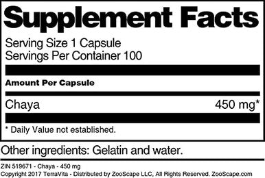 Terravita Chaya - 450 Mg (100 Capsules, Zin: 519671) - 2 Pack