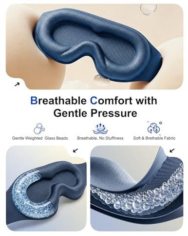 Focbeo Weighted Eye Mask For Sleeping - 100% Blackout Sleep Mask For Women & Men 3D Contoured Eye Mask For Lash Extensions Zero Eye Pressure Memory Foam Adjustable Strap For Airplane Travel & Meditation