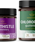 Herbamama Milk Thistle And Chlorophyll Kit - Bundle Of Milk Thistle Gummies & Chlorophyll Gummies - Vegan Non Gmo Gelatin- - 2 Pack