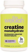 Wellah Creatine Monohydrate Capsules (3000 Mg) 120 Capsules - Micronized Creatine 30 Servings