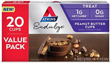 Atkins Endulge Peanut Butter Cups Dessert Favorite Low Carb 0G Sugar 20 Count & Milk Chocolate Delight Protein Shake 15G Protein Low Glycemic 2G Net Carb 1G Sugar
