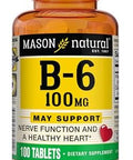 Mason Natural Vitamin B6 100 Mg With Calcium Healthy Heart Supports Muscle And Nerve Function Improved Energy Metabolism 100 Tablets