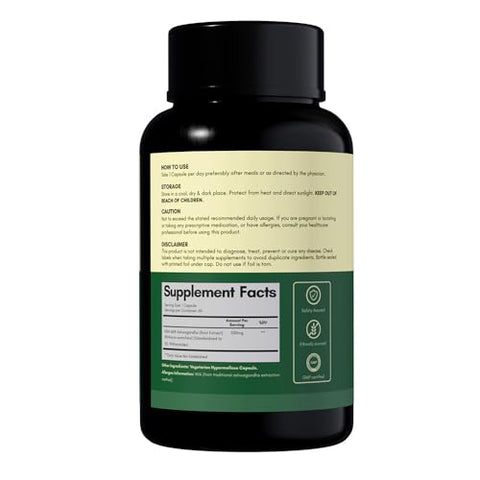 Rasayanam Ashwagandha Ksm-66 5 Withanolides For Max Results 100 Pure Root Extract Energy & Recovery Support World S Strongest Ashwagandha 60 Capsules