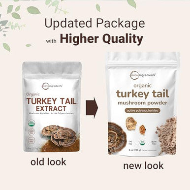 Micro Ingredients Organic Turkey Tail Mushroom Powder (50 1 Extract) 8 Ounce Freeze Dried With Active Polysaccharides Supports Immune Response & Cellular Level Pet Friendly