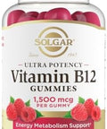 Solgar Methyl B12 Gummies For Adults 1500Mcg Ultra Potency Vitamin For Energy and Metabolism Support Raspberry Flavor Vegan and GlutenFree Gummy For Women and Men 2 Month Supply 60 Servings 2G Sugar