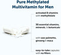 Micro Ingredients Pure Methylated Multivitamin For Men 240 Capsules 30 Essential Nutrients With Activated B Complex and Methylfolate + Saw Palmetto Ginseng Maca Lycopene Vitamin D3 and Zinc