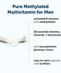 Micro Ingredients Pure Methylated Multivitamin For Men 240 Capsules 30 Essential Nutrients With Activated B Complex & Methylfolate Saw Palmetto Ginseng Maca Lycopene Vitamin D3 & Zinc