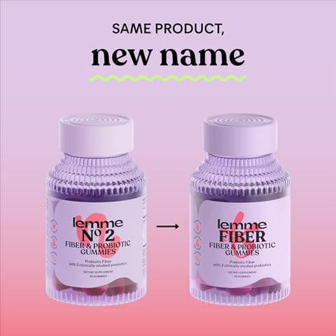Lemme Fiber & Probiotic Gummies For Adults Promotes Regularity & Digestive Health No Sugar Added Strawberry Flavor 4G Prebiotic Fiber & Clinically Studied Probiotic Strains (60 Count)