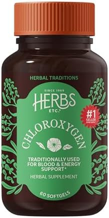 Herbs Etc. ChlorOxygen Chlorophyll Concentrate Softgels High Potency Chlorophyll for Detoxification Support