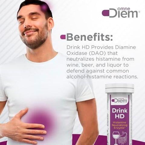 Omnediem Drink Hd Dietary Supplement: Natural Histamine Neutralizing & Digesting Enzyme â€“ Diamine Oxidase Dao 20 Capsules