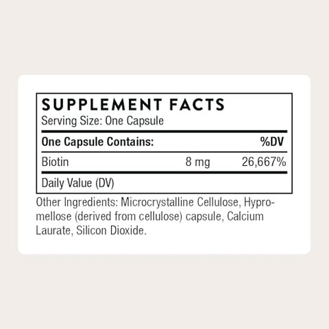 Thorne - Biotin - Vitamin B7 Supplement For Healthy Hair Nails Skin & Metabolism - Supports Nerve Health - Third-Party Certified - Gluten Dairy & Soy-Free 60 Capsules
