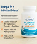 Nordic Naturals Omega Curcumin Lemon - 60 Soft Gels - 1200 Mg Omega-3 400 Mg Optimized Curcumin - Combats Cellular Stress - Non-Gmo 30 Servings